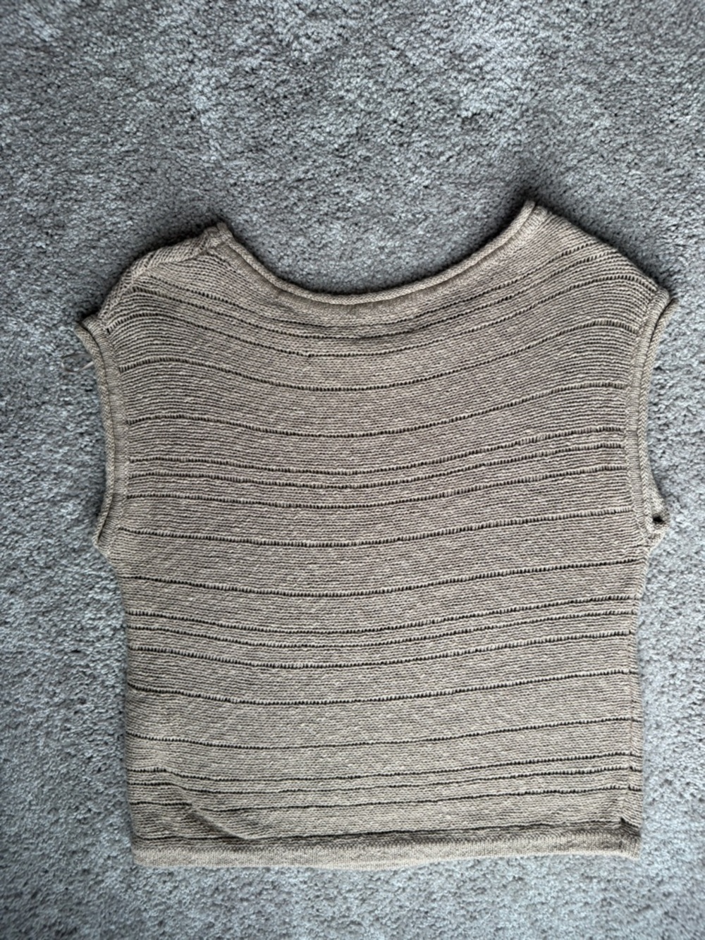 Evereve Beige Knit Cap Sleeve Tee - Picture 5 of 7